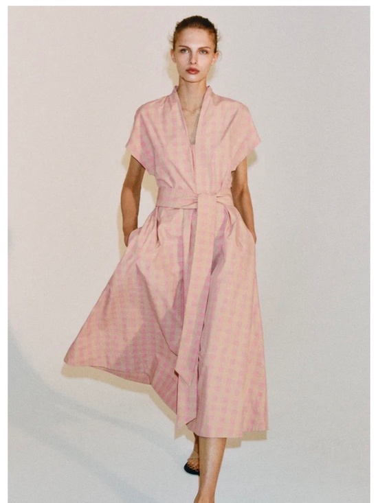 Zara Dresses & Skirts - Zara pink check poplin dress ZW collection NWT